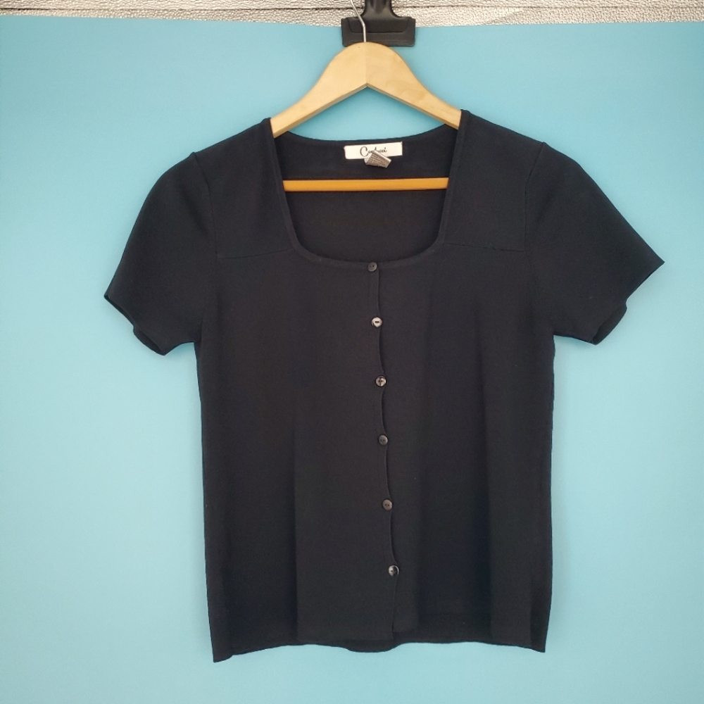Carducci Size Large Short Sleeve Stretch Blouse